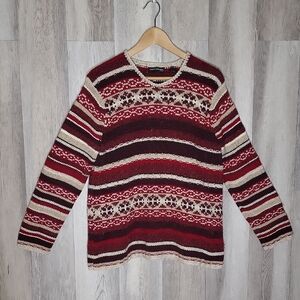 Valerie Stevens Womens L Wool Blend‎ Sweater Fair Isle Knit Cottagecore Festive